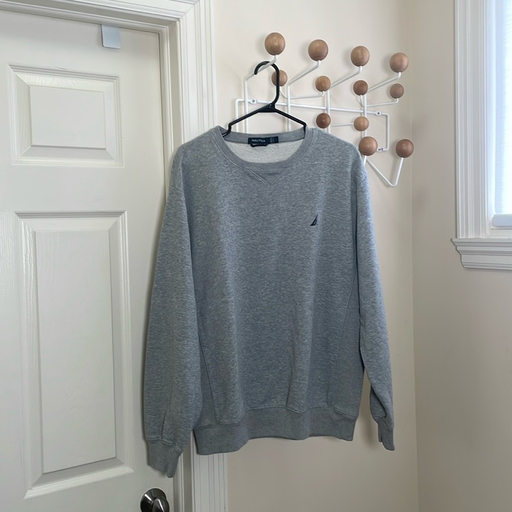 Nautica - Classic 90s Preppy Long Sleeve Sweat Shirt - Grey - L